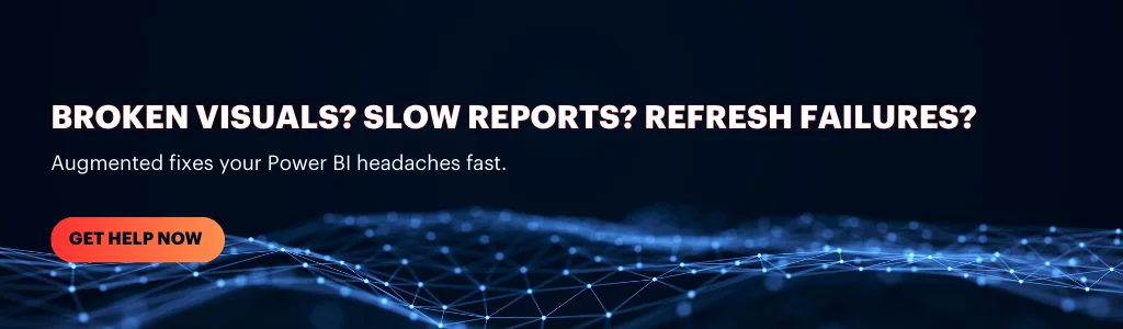 Get help from Augmented Techlabs to fix slow Power BI reports, broken visuals, and data refresh issues