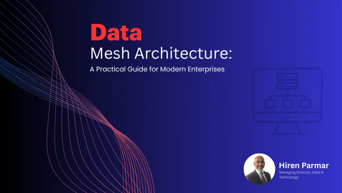 Data mesh architecture diagram showing decentralized data ownership across domains