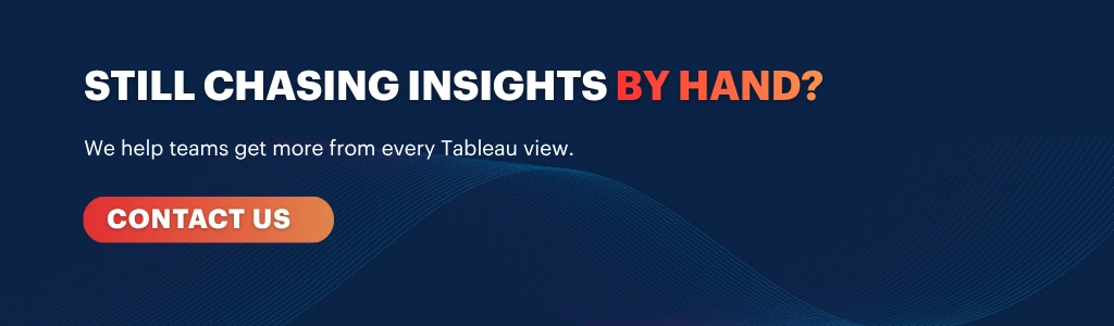 Still chasing insights by hand? We help teams get more from every Tableau view - Contact us