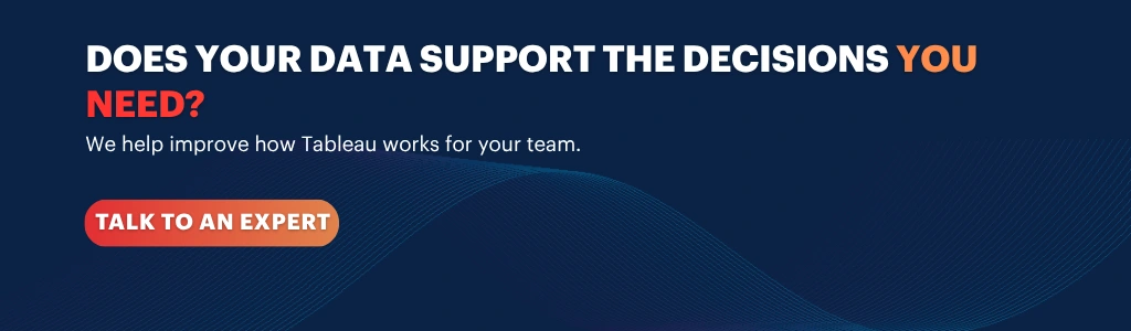 Does your data support the decisions you need? We help improve how Tableau works for your team – Talk to an expert